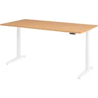 Bümö Schreibtisch elektrisch XBHM - Nachbildung: Buche, Größe: 200 x 100 cm, Gestell: Weiß