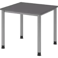 Bümö Schreibtisch Serie-H - Gestell: Silber, Größe: 80 x 80 cm, Nachbildung: Graphit