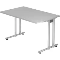 Bümö Schreibtisch Serie-N - Größe: 120 x 80 cm, Nachbildung: Grau