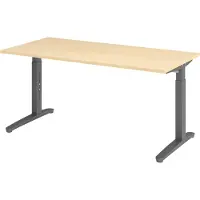 Bümö Schreibtisch Serie-XB - Nachbildung Ahorn, Größe: 160 x 80 cm, Gestell: Graphit