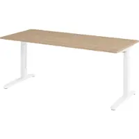 Bümö Schreibtisch Serie-XB - Größe: 180 x 80 cm, Gestell: Weiß, Nachbildung: Eiche