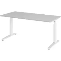 Bümö Schreibtisch Serie-XB - Größe: 160 x 80 cm, Nachbildung: Grau, Gestell: Weiß/Alu poliert