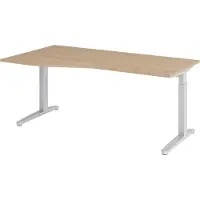 Bümö Schreibtisch Serie-XB - Gestell: Silber, Größe: 180 x 100 cm, Nachbildung: Eiche