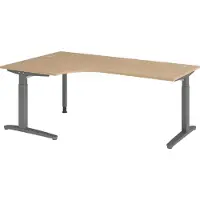 Bümö Schreibtisch Serie-XB - Gestell: Graphit, Größe: Eckschreibtisch 200 x 120 cm, Nachbildung: Eiche