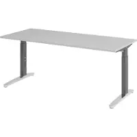 Bümö Schreibtisch Serie-XB - Nachbildung: Grau, Größe: 180 x 80 cm, Gestell: Graphit/Alu poliert