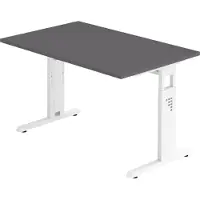 Bümö Schreibtisch Serie-O - Größe: 120 x 80 cm, Nachbildung: Graphit, Gestell: Weiß
