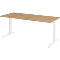 Bümö Schreibtisch Serie-XB - Nachbildung: Asteiche, Größe: 180 x 80 cm, Gestell: Weiß