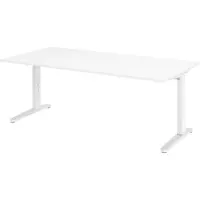 Bümö Schreibtisch Serie-XB - Nachbildung: Weiß, Größe: 200 x 100 cm, Gestell: Weiß/Alu poliert