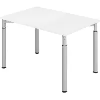 Bümö Schreibtisch Serie-Y - Nachbildung: Weiß, Gestell: Silber, Größe: 120 x 80 cm