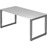 Bümö Schreibtisch Serie-R - Größe: 160 x 80 cm, Gestell: Graphit, Nachbildung: Grau