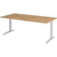 Bümö Schreibtisch Serie-XB - Gestell: Silber, Nachbildung: Asteiche, Größe: 200 x 100 cm