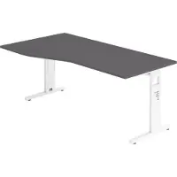 Bümö Schreibtisch Serie-O - Nachbildung: Graphit, Größe: 180 x 100 cm, Gestell: Weiß
