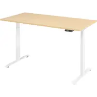 Bümö Schreibtisch elektrisch Lite - Nachbildung Ahorn, Größe: 160 x 80 cm, Gestell: Weiß