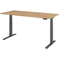Bümö Schreibtisch elektrisch XDKB - Nachbildung: Asteiche, Gestell: Graphit, Größe: 180 x 80 cm