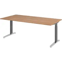 Bümö Schreibtisch Serie-XB - Nachbildung: Nussbaum, Größe: 200 x 100 cm, Gestell: Graphit/Alu poliert
