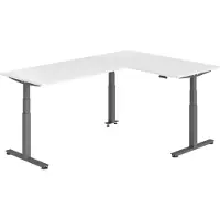 Bümö Eckschreibtisch elektrisch höhenverstellbar L-Form - Nachbildung: Weiß, Gestell: Graphit, Größe: Eckschreibtisch 160 x 240 cm