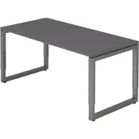 Bümö Schreibtisch Serie-R - Größe: 160 x 80 cm, Nachbildung: Graphit, Gestell: Graphit