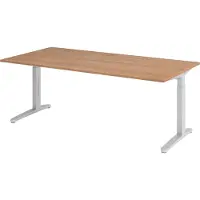 Bümö Schreibtisch Serie-XB - Gestell: Silber, Nachbildung: Nussbaum, Größe: 200 x 100 cm