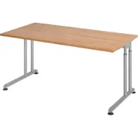 Bümö Schreibtisch Serie-Z - Gestell: Silber, Größe: 160 x 80 cm, Nachbildung: Nussbaum