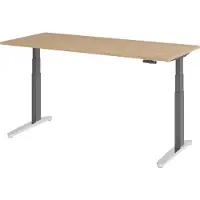 Bümö Schreibtisch elektrisch XBHM - Größe: 180 x 80 cm, Nachbildung: Eiche, Gestell: Graphit/Alu poliert
