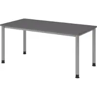 Bümö Schreibtisch Serie-H - Gestell: Silber, Größe: 160 x 80 cm, Nachbildung: Graphit