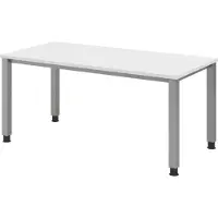 Bümö Schreibtisch Serie-Q - Nachbildung: Weiß, Gestell: Silber, Größe: 160 x 80 cm