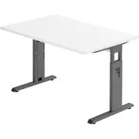 Bümö Schreibtisch Serie-O - Nachbildung: Weiß, Größe: 120 x 80 cm, Gestell: Graphit
