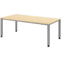 Bümö Schreibtisch Serie-Q - Nachbildung Ahorn, Gestell: Silber, Größe: 200 x 100 cm