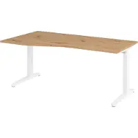 Bümö Schreibtisch Serie-XB - Nachbildung: Asteiche, Größe: 180 x 100 cm, Gestell: Weiß