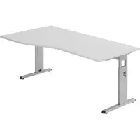 Bümö Schreibtisch Serie-O - Gestell: Silber, Nachbildung: Grau, Größe: 180 x 100 cm