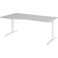 Bümö Schreibtisch Serie-XB - Nachbildung: Grau, Größe: 180 x 100 cm, Gestell: Weiß/Alu poliert