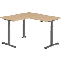 Bümö Eckschreibtisch elektrisch höhenverstellbar L-Form - Gestell: Graphit, Nachbildung: Eiche, Größe: Eckschreibtisch 160 x 160 cm