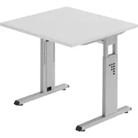 Bümö Schreibtisch Serie-O - Gestell: Silber, Größe: 80 x 80 cm, Nachbildung: Grau