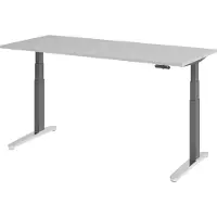 Bümö Schreibtisch elektrisch XBHM - Nachbildung: Grau, Größe: 180 x 80 cm, Gestell: Graphit/Alu poliert