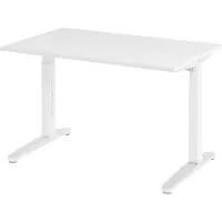 Bümö Schreibtisch Serie-XB - Nachbildung: Weiß, Größe: 120 x 80 cm, Gestell: Weiß/Alu poliert