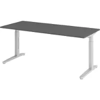 Bümö Schreibtisch Serie-XB - Gestell: Silber, Nachbildung: Graphit, Größe: 180 x 80 cm