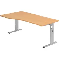 Bümö Schreibtisch Serie-O - Gestell: Silber, Nachbildung: Buche, Größe: 180 x 100 cm