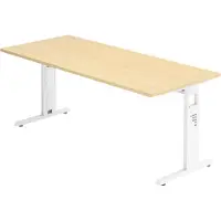 Bümö Schreibtisch Serie-O - Nachbildung Ahorn, Größe: 180 x 80 cm, Gestell: Weiß