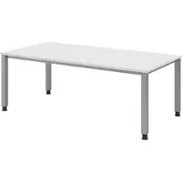 Bümö Schreibtisch Serie-Q - Nachbildung: Weiß, Gestell: Silber, Größe: 200 x 100 cm