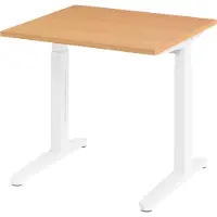 Bümö Schreibtisch Serie-XB - Nachbildung: Buche, Größe: 80 x 80 cm, Gestell: Weiß