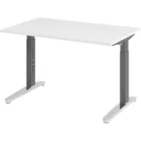 Bümö Schreibtisch Serie-XB - Nachbildung: Weiß, Größe: 120 x 80 cm, Gestell: Graphit/Alu poliert