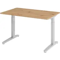 Bümö Schreibtisch Serie-XB - Gestell: Silber, Nachbildung: Asteiche, Größe: 120 x 80 cm