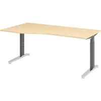 Bümö Schreibtisch Serie-XB - Nachbildung Ahorn, Größe: 180 x 100 cm, Gestell: Graphit/Alu poliert