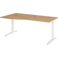 Bümö Schreibtisch Serie-XB - Nachbildung: Asteiche, Größe: 180 x 100 cm, Gestell: Weiß/Alu poliert