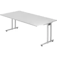 Bümö Schreibtisch Serie-N - Nachbildung: Weiß, Größe: 200 x 100 cm