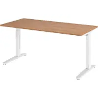 Bümö Schreibtisch Serie-XB - Größe: 160 x 80 cm, Nachbildung: Nussbaum, Gestell: Weiß/Alu poliert
