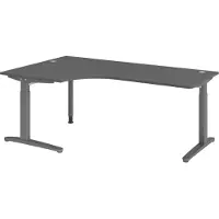 Bümö Schreibtisch Serie-XB - Nachbildung: Graphit, Gestell: Graphit, Größe: Eckschreibtisch 200 x 120 cm