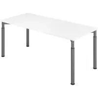 Bümö Schreibtisch Serie-Y - Nachbildung: Weiß, Gestell: Graphit, Größe: 180 x 80 cm