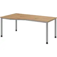 Bümö Schreibtisch Serie-H - Gestell: Silber, Nachbildung: Asteiche, Größe: 180 x 100 cm