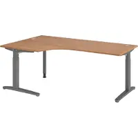 Bümö Schreibtisch Serie-XB - Gestell: Graphit, Nachbildung: Nussbaum, Größe: Eckschreibtisch 200 x 120 cm